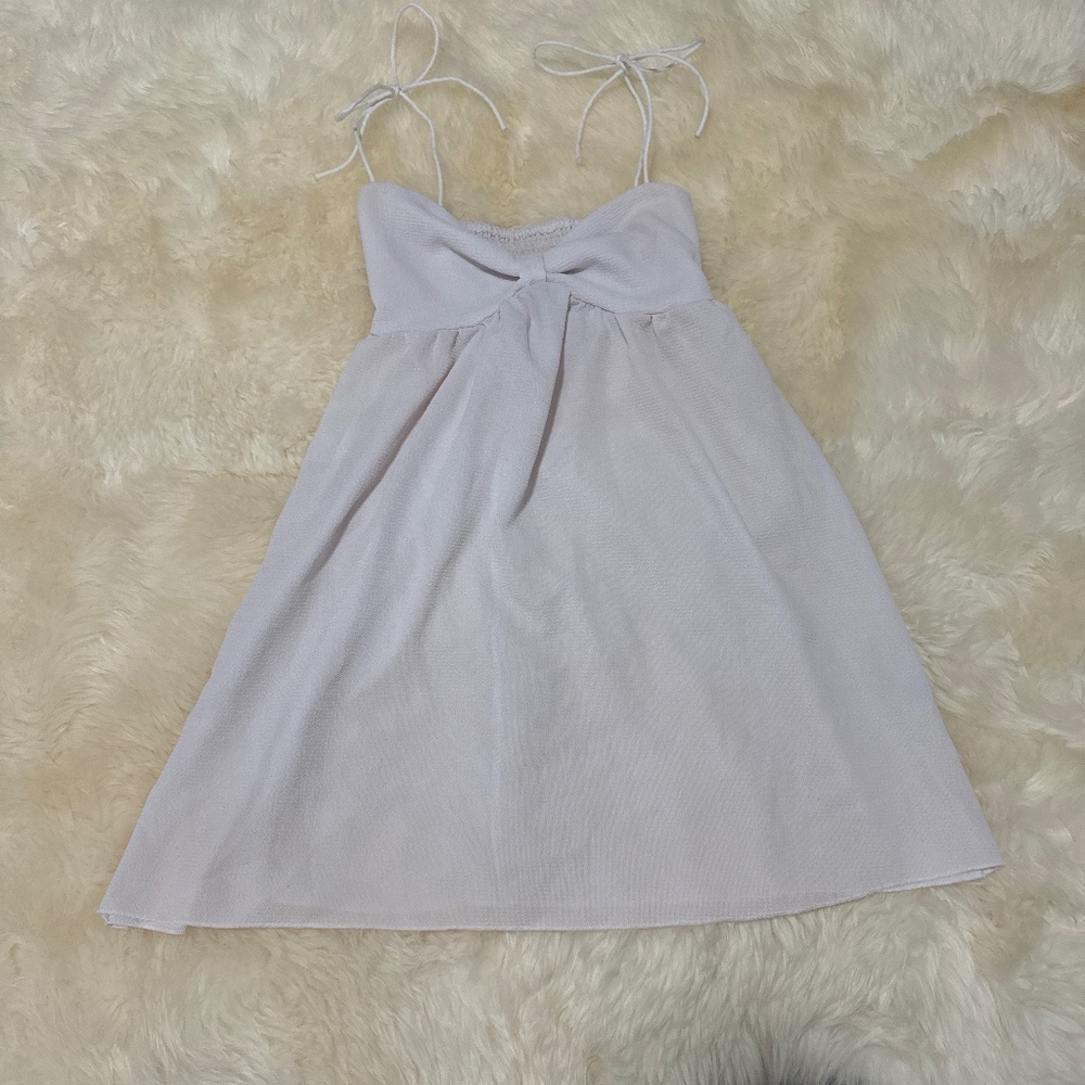 White Sling BowWomen Short Dress Elegant Sexy Mini Small Size